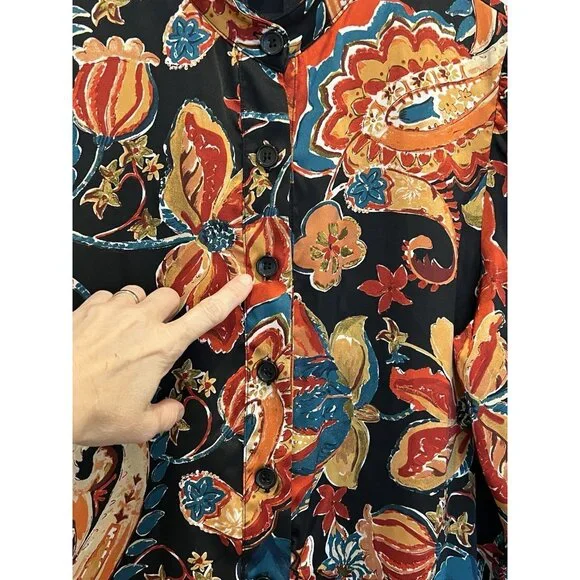 Nicole Miller Women’s Dress Size 8 Floral paisley Button 3/4 Sleeve - Picture 6 of 12